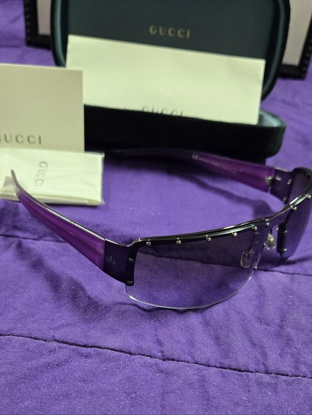Gucci Purple Gradient Rimless Studded Sunglasses 1838F/S BLM46